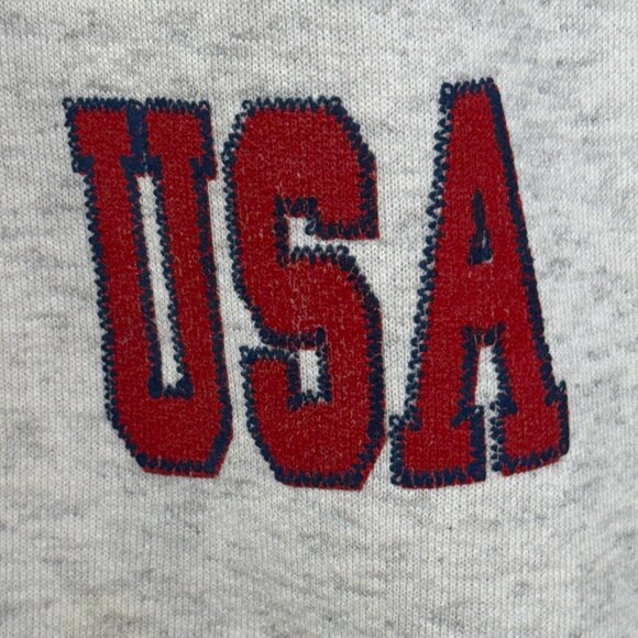 Vintage 90s Home Team Advantage USA Flag Sweatshirt Medium Gray Crewneck - Picture 7 of 9